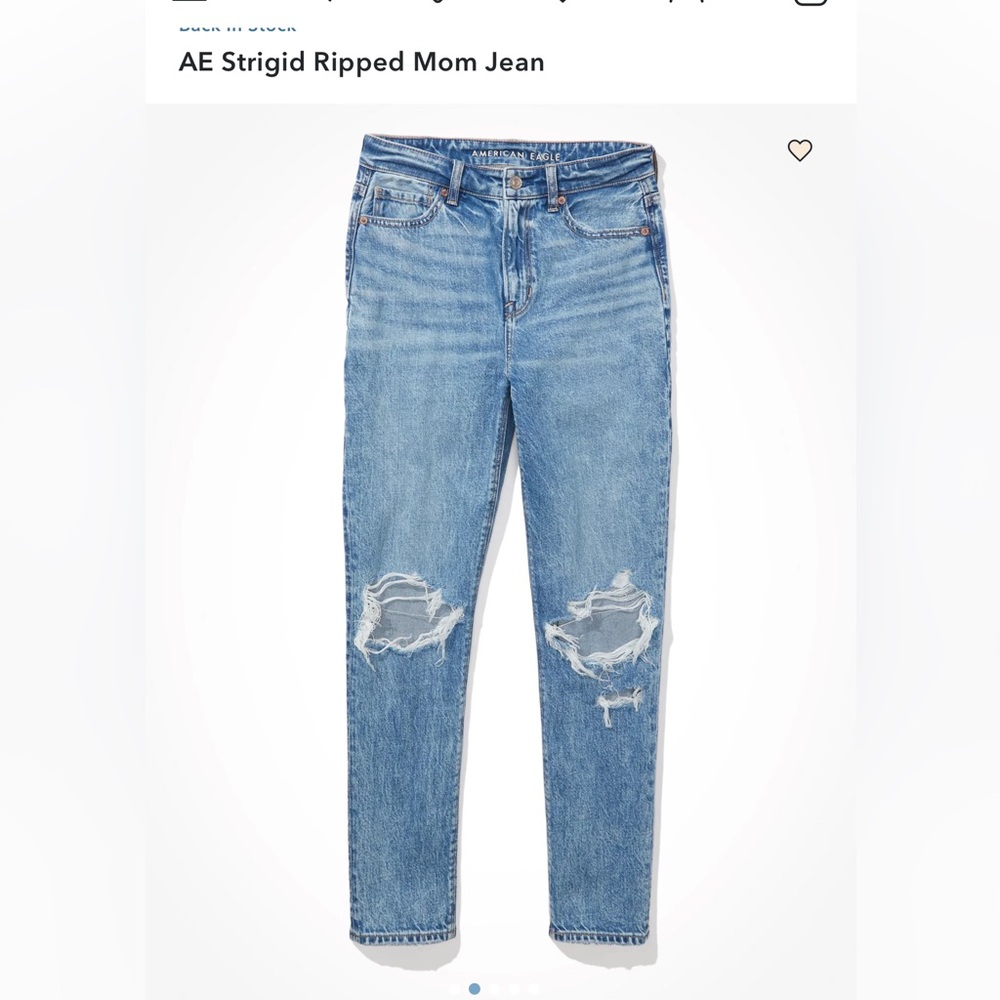 AE Light Blue  High-Rise Striged  Ripped Mom Jeans Size 6 Excellent Condition - Picture 2 of 9
